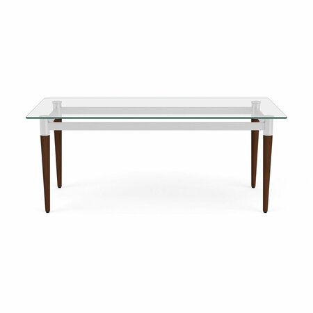 LESRO Siena Lounge Reception Coffee Table 40x20in Glass Top, Walnut SN0840